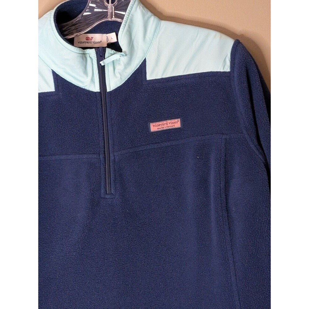 Vineyard Vines Men's Medium Fleece Quarter Zip Pullover Blue Shep Shirt Large - Picture 6 of 7